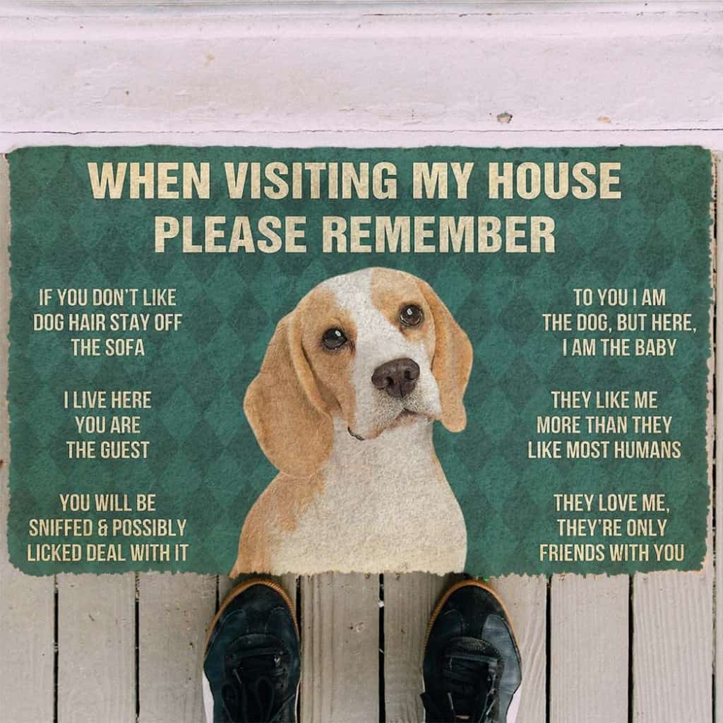 Dog Doormat 3D Please Remember Lemon Beagle Dogs House Rule Custom Doormat