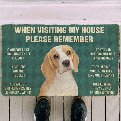Dog Doormat 3D Please Remember Lemon Beagle Dogs House Rule Custom Doormat