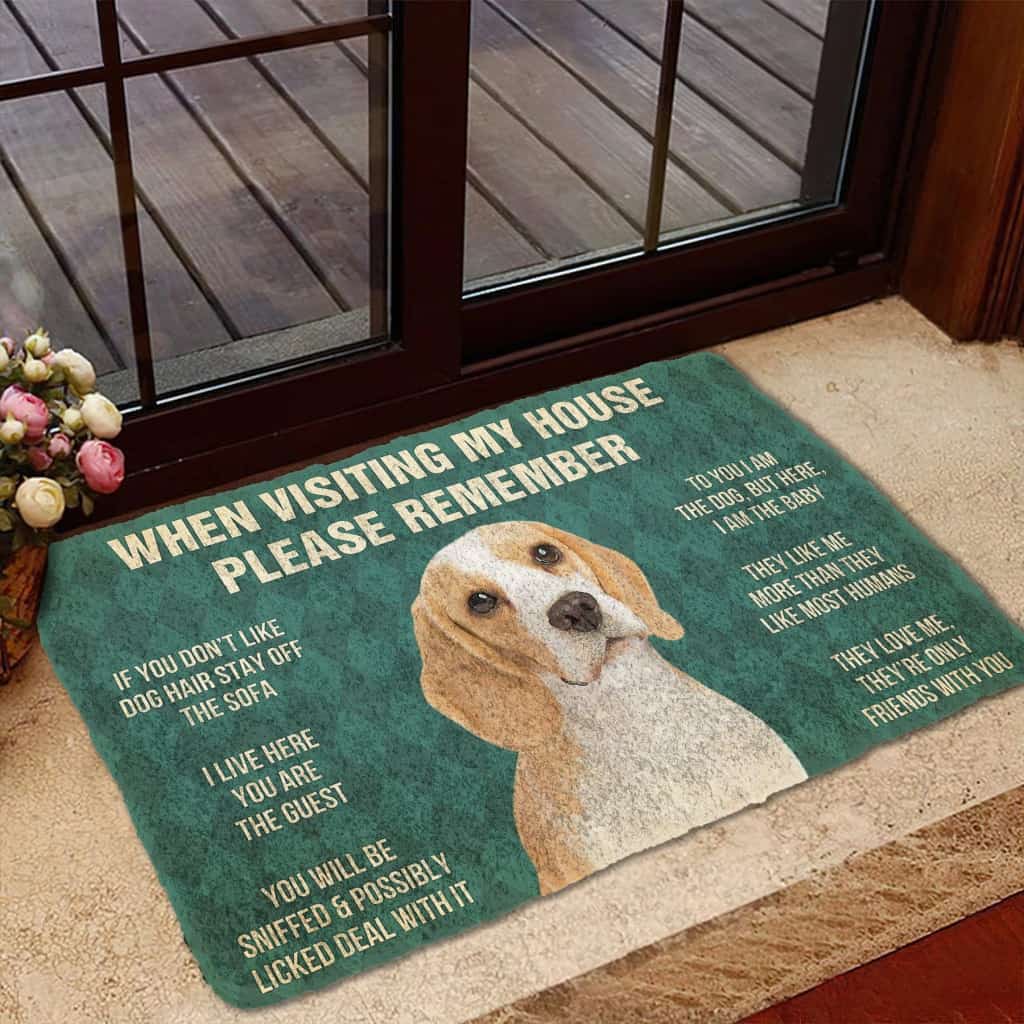 Dog Doormat 3D Please Remember Lemon Beagle Dogs House Rule Custom Doormat