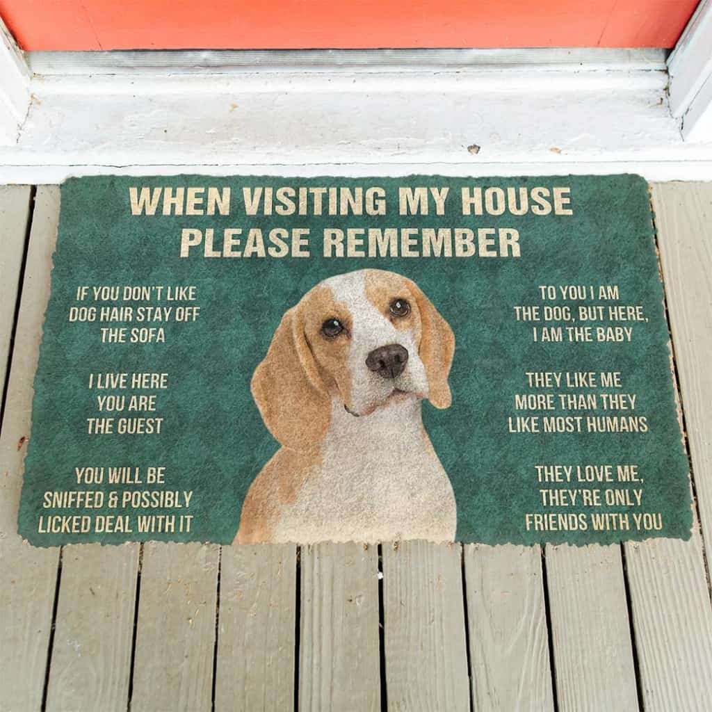 Dog Doormat 3D Please Remember Lemon Beagle Dogs House Rule Custom Doormat
