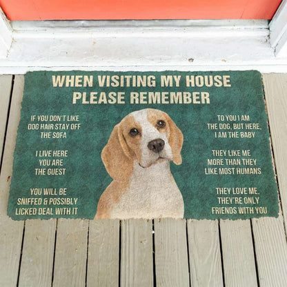 Dog Doormat 3D Please Remember Lemon Beagle Dogs House Rule Custom Doormat