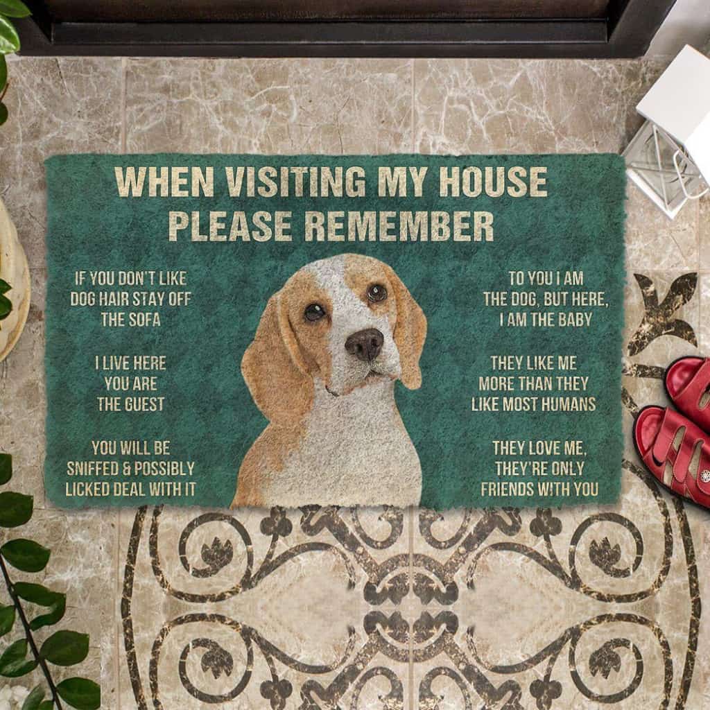 Dog Doormat 3D Please Remember Lemon Beagle Dogs House Rule Custom Doormat