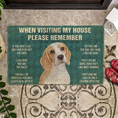Dog Doormat 3D Please Remember Lemon Beagle Dogs House Rule Custom Doormat