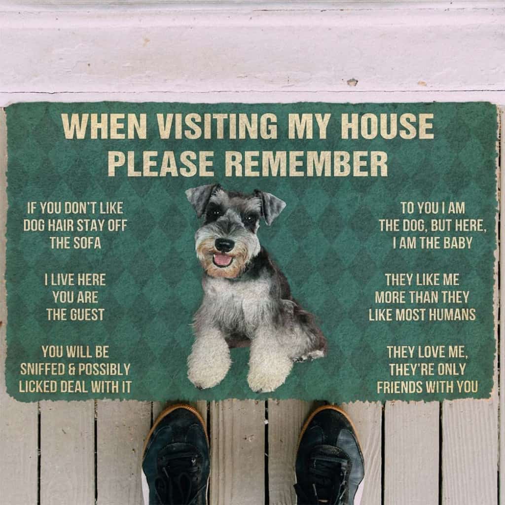 Dog Doormat 3D Please Remember Miniature Schnauzer Puppy Dogs House Rules Custom Doormat