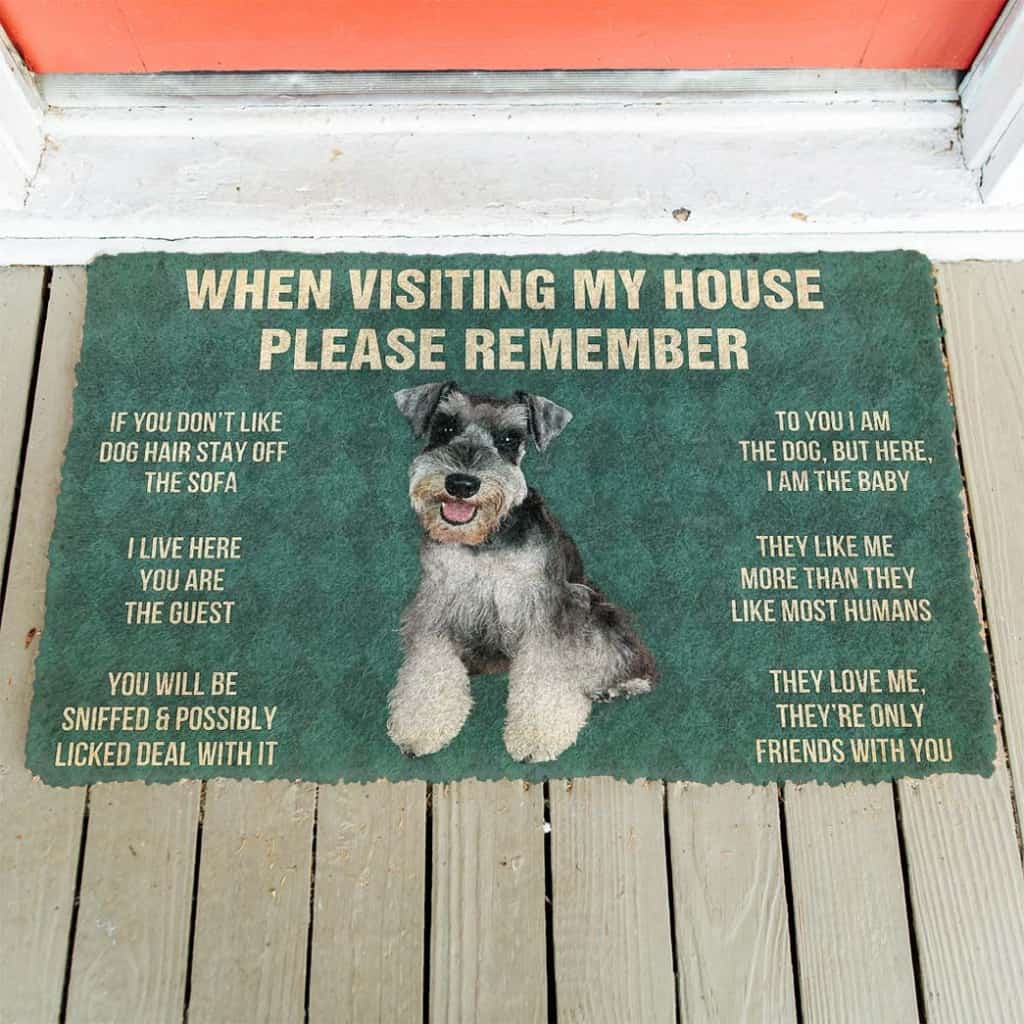 Dog Doormat 3D Please Remember Miniature Schnauzer Puppy Dogs House Rules Custom Doormat