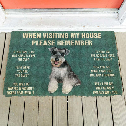 Dog Doormat 3D Please Remember Miniature Schnauzer Puppy Dogs House Rules Custom Doormat