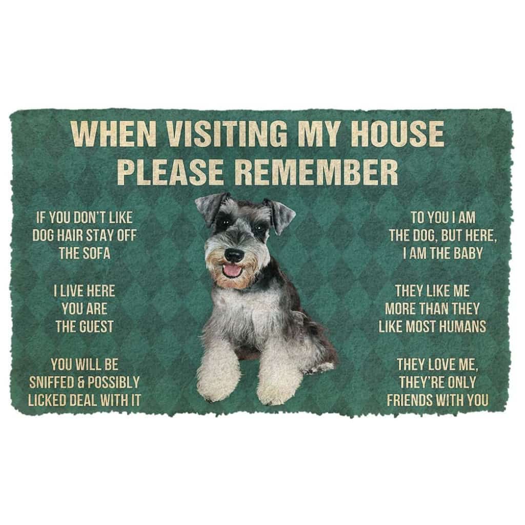 Dog Doormat 3D Please Remember Miniature Schnauzer Puppy Dogs House Rules Custom Doormat