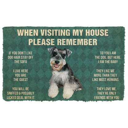 Dog Doormat 3D Please Remember Miniature Schnauzer Puppy Dogs House Rules Custom Doormat