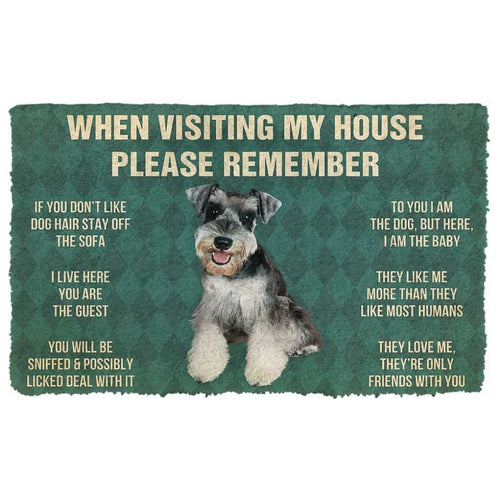 Dog Doormat 3D Please Remember Miniature Schnauzer Puppy Dogs House Rules Custom Doormat