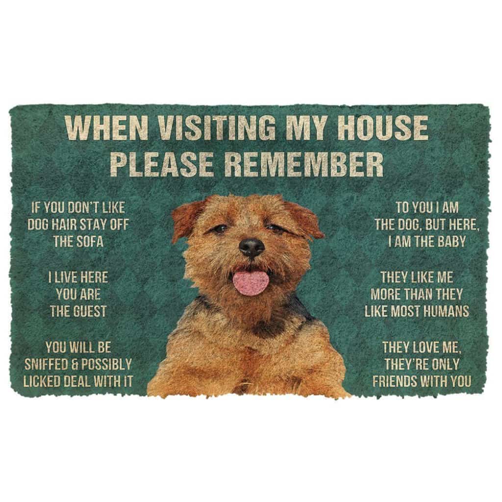 Dog Doormat 3D Please Remember Norfolk terrier House Rules Custom Doormat