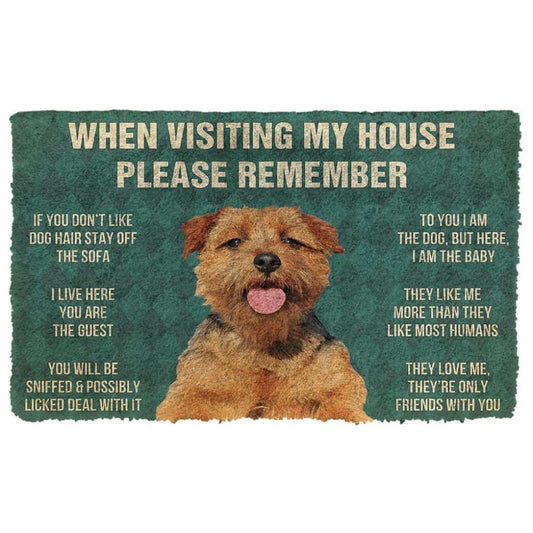 Dog Doormat 3D Please Remember Norfolk terrier House Rules Custom Doormat
