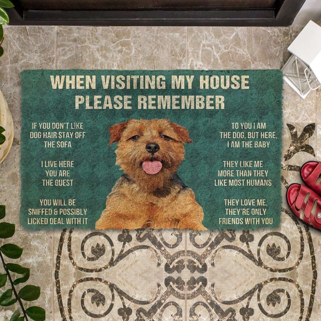Dog Doormat 3D Please Remember Norfolk terrier House Rules Custom Doormat