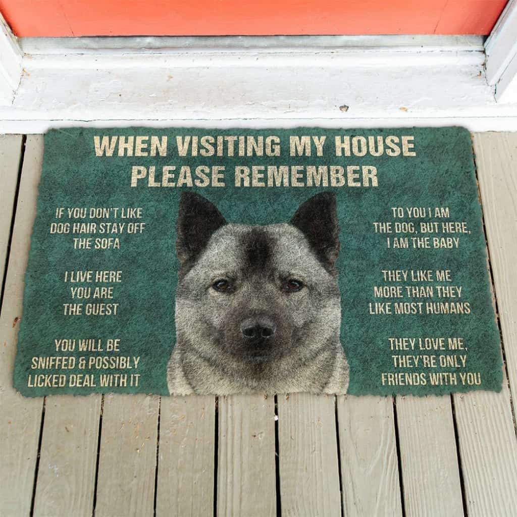 Dog Doormat 3D Please Remember Norwegian Elkhound Dogs House Rules Doormat