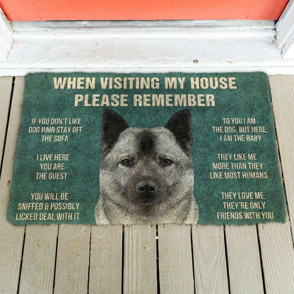 Dog Doormat 3D Please Remember Norwegian Elkhound Dogs House Rules Doormat