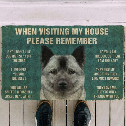 Dog Doormat 3D Please Remember Norwegian Elkhound Dogs House Rules Doormat