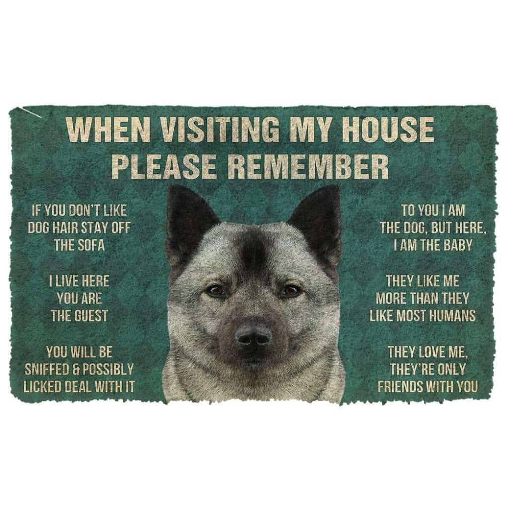 Dog Doormat 3D Please Remember Norwegian Elkhound Dogs House Rules Doormat