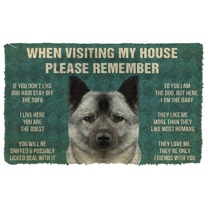Dog Doormat 3D Please Remember Norwegian Elkhound Dogs House Rules Doormat