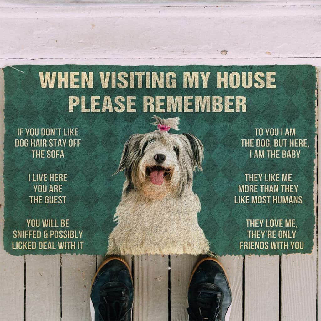 Dog Doormat 3D Please Remember Old English Sheepdog House Rules Custom Doormat