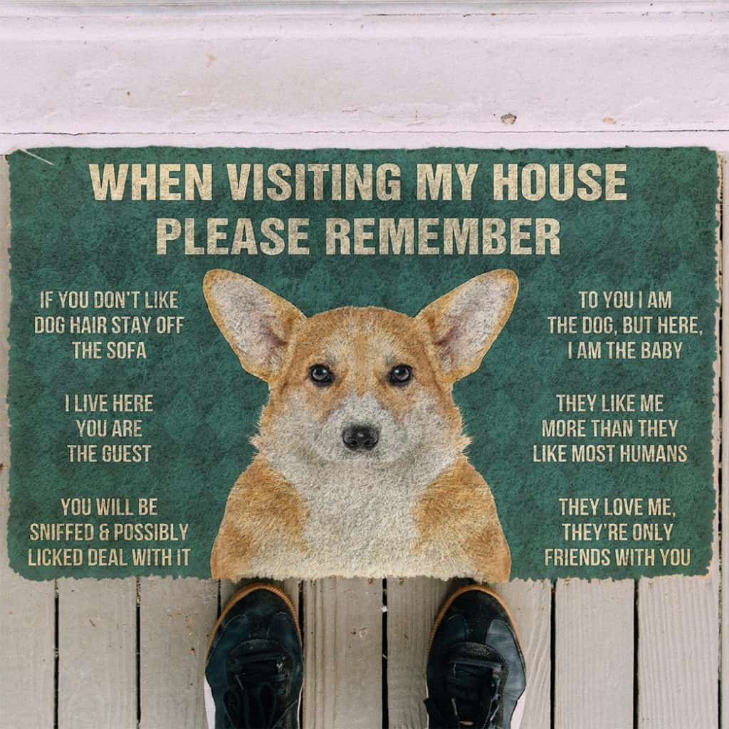 Dog Doormat 3D Please Remember Pembroke Welsh Corgi Dogs House Rules Doormat