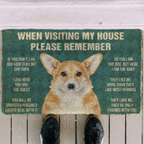 Dog Doormat 3D Please Remember Pembroke Welsh Corgi Dogs House Rules Doormat