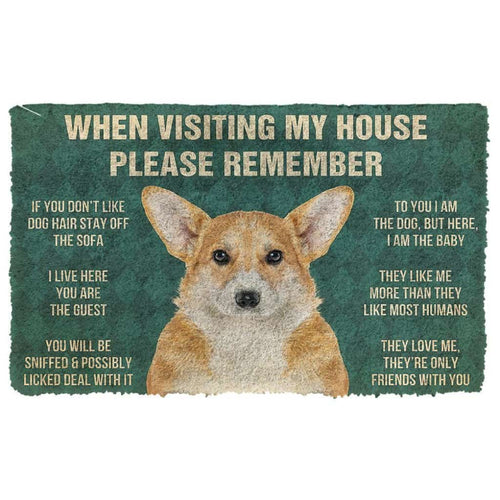 Dog Doormat 3D Please Remember Pembroke Welsh Corgi Dogs House Rules Doormat