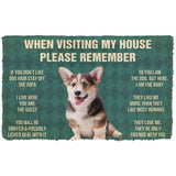 Dog Doormat 3D Please Remember Pembroke Welsh Corgi Puppy Dogs House Rules Custom Doormat
