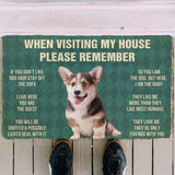 Dog Doormat 3D Please Remember Pembroke Welsh Corgi Puppy Dogs House Rules Custom Doormat