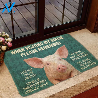 Dog Doormat 3D Please Remember Pigs House Rule Custom Doormat