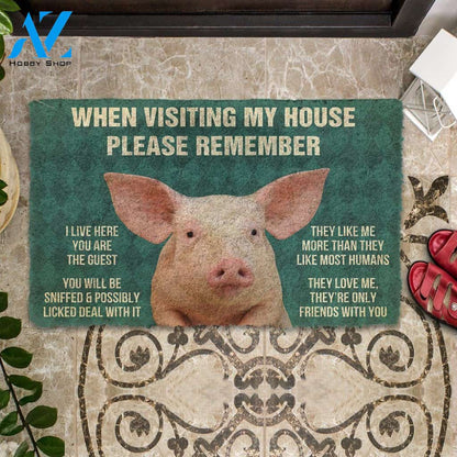 Dog Doormat 3D Please Remember Pigs House Rule Custom Doormat