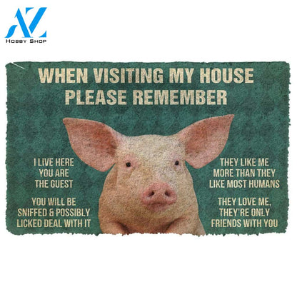 Dog Doormat 3D Please Remember Pigs House Rule Custom Doormat
