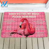 Dog Doormat 3D Please Remember Pink Flamingo's House Rules Doormat