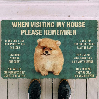 Dog Doormat 3D Please Remember Pomeranian Puppy Dogs House Rules Custom Doormat
