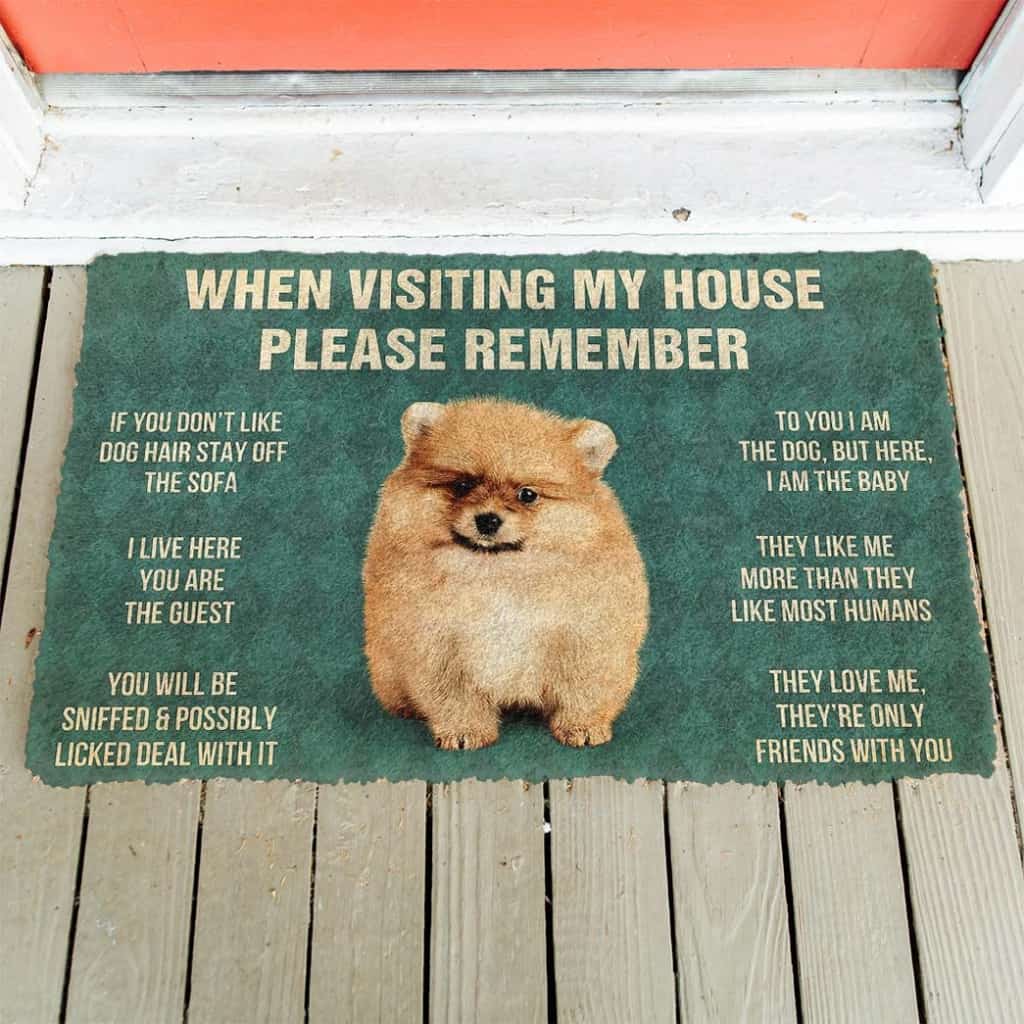 Dog Doormat 3D Please Remember Pomeranian Puppy Dogs House Rules Custom Doormat