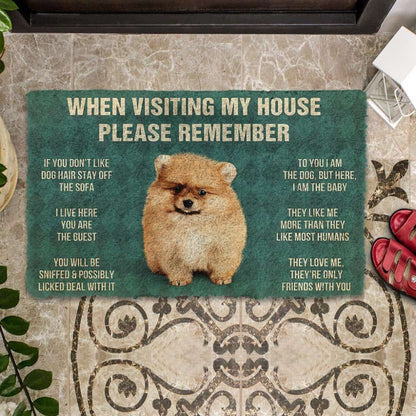 Dog Doormat 3D Please Remember Pomeranian Puppy Dogs House Rules Custom Doormat