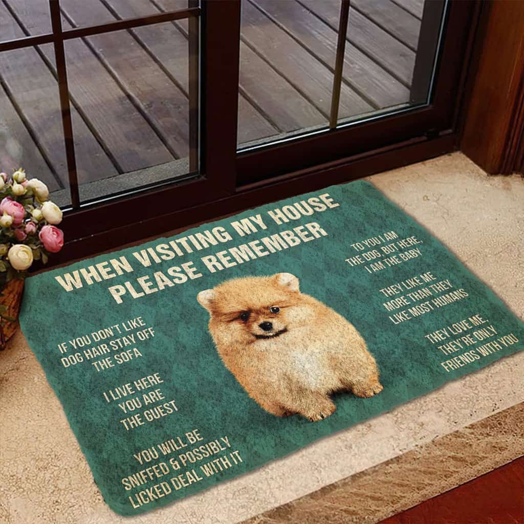 Dog Doormat 3D Please Remember Pomeranian Puppy Dogs House Rules Custom Doormat