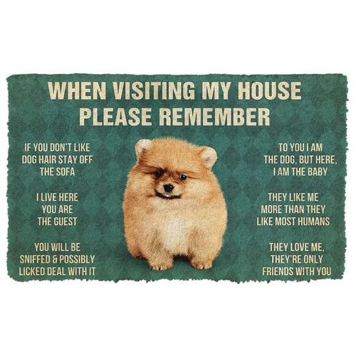 Dog Doormat 3D Please Remember Pomeranian Puppy Dogs House Rules Custom Doormat