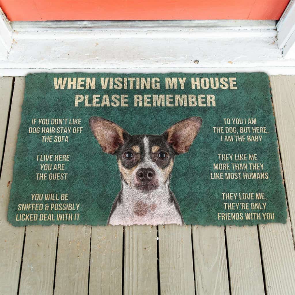 Dog Doormat 3D Please Remember Rat Terrier Dogs House Rules Doormat