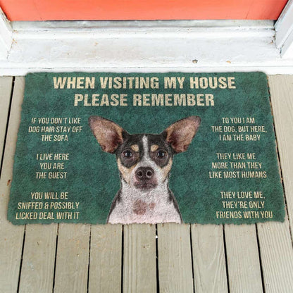 Dog Doormat 3D Please Remember Rat Terrier Dogs House Rules Doormat