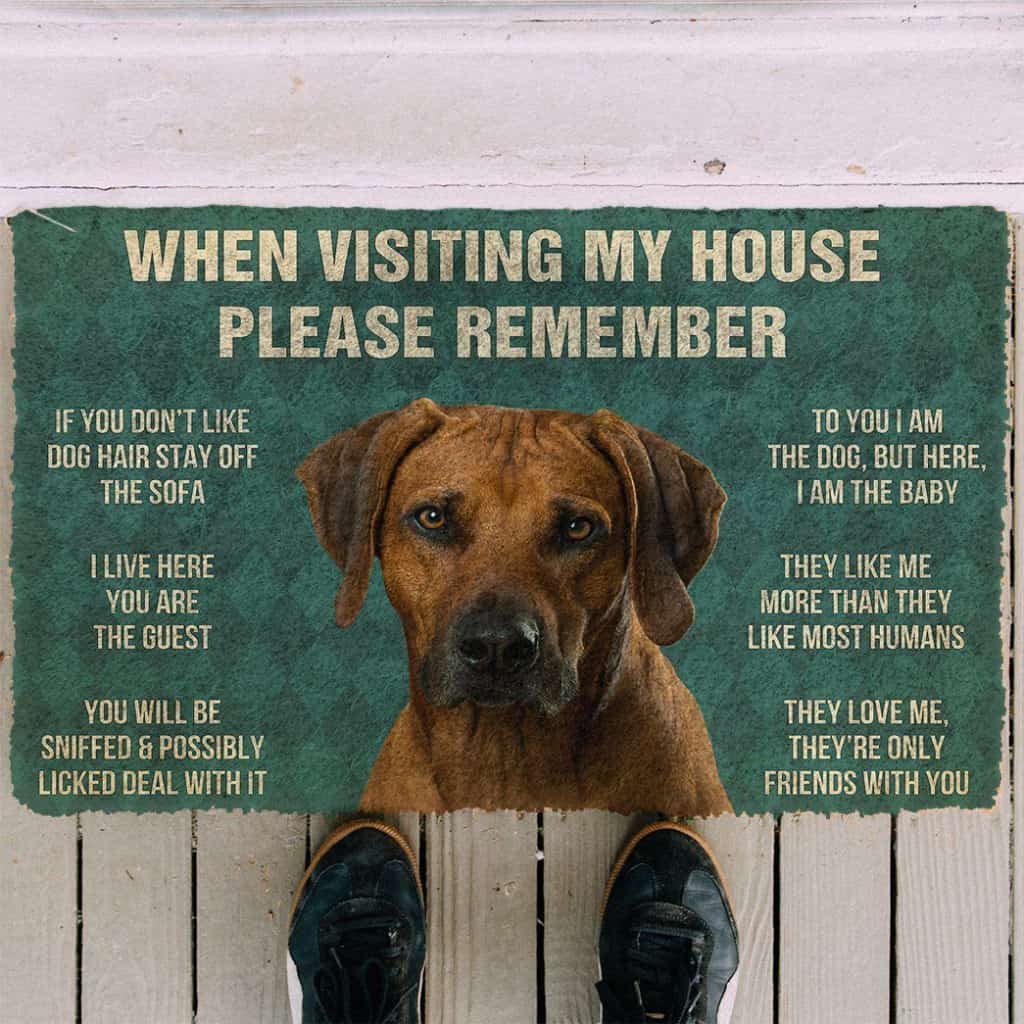 Dog Doormat 3D Please Remember Rhodesian Ridgeback Dogs House Rules Doormat