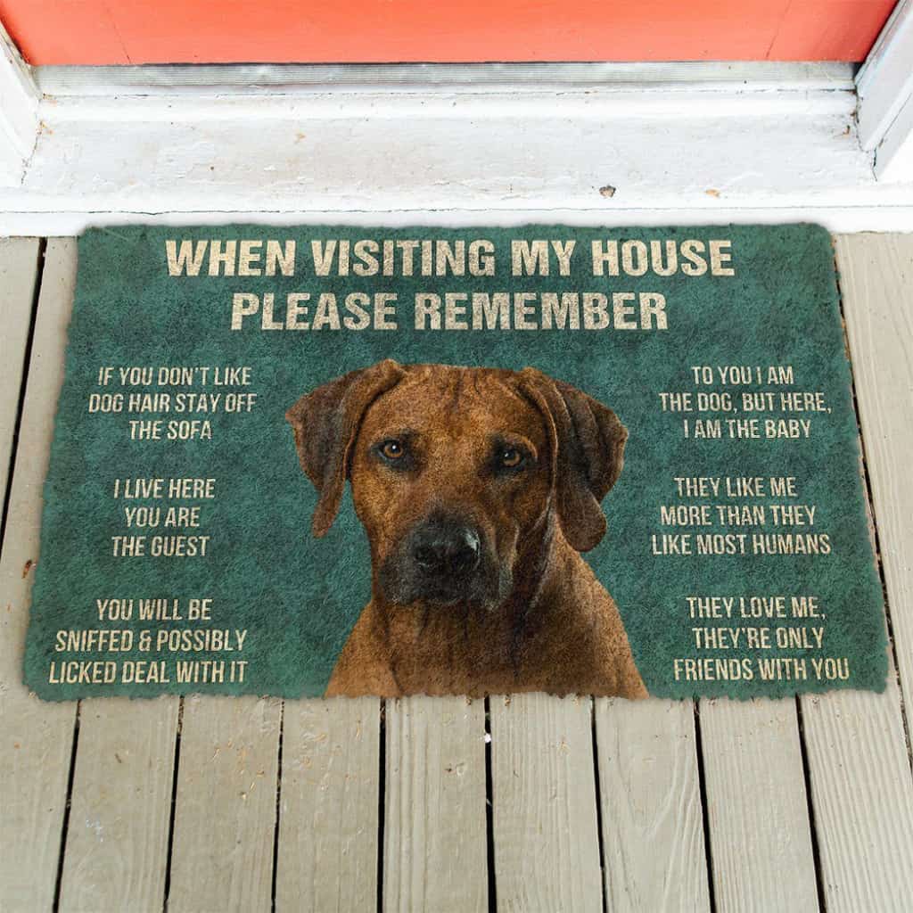 Dog Doormat 3D Please Remember Rhodesian Ridgeback Dogs House Rules Doormat