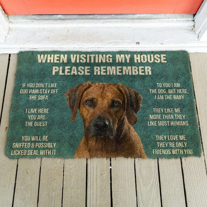Dog Doormat 3D Please Remember Rhodesian Ridgeback Dogs House Rules Doormat