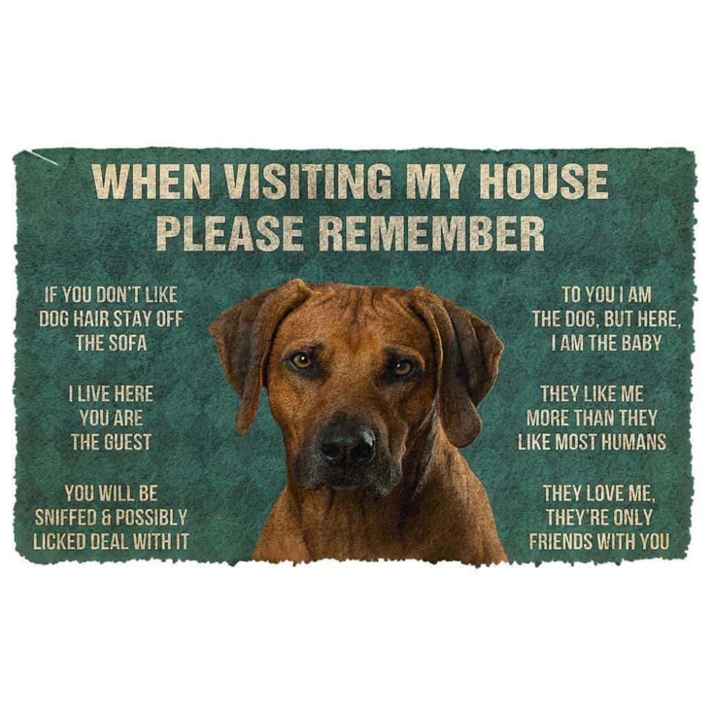 Dog Doormat 3D Please Remember Rhodesian Ridgeback Dogs House Rules Doormat