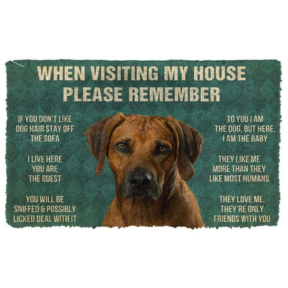 Dog Doormat 3D Please Remember Rhodesian Ridgeback Dogs House Rules Doormat