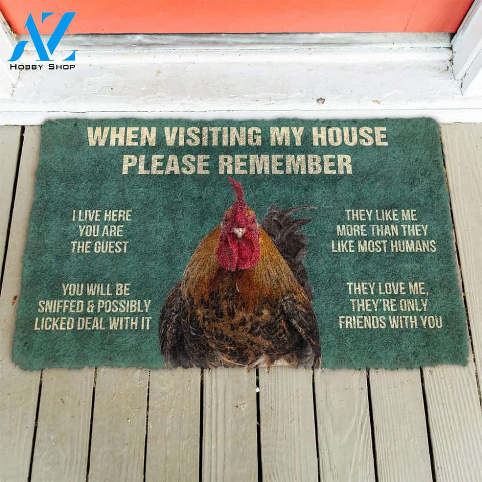 Dog Doormat 3D Please Remember Roosters House Rule Custom Doormat