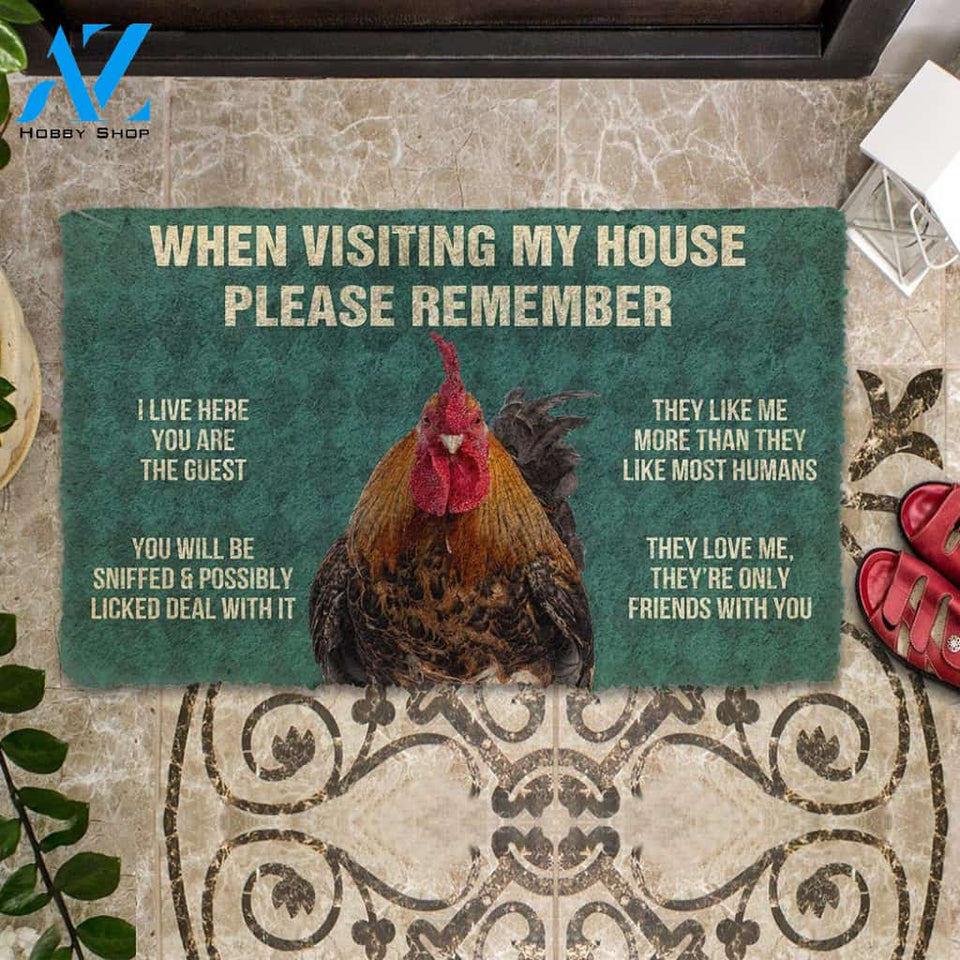 Dog Doormat 3D Please Remember Roosters House Rule Custom Doormat