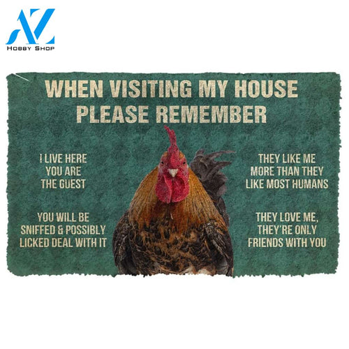 Dog Doormat 3D Please Remember Roosters House Rule Custom Doormat