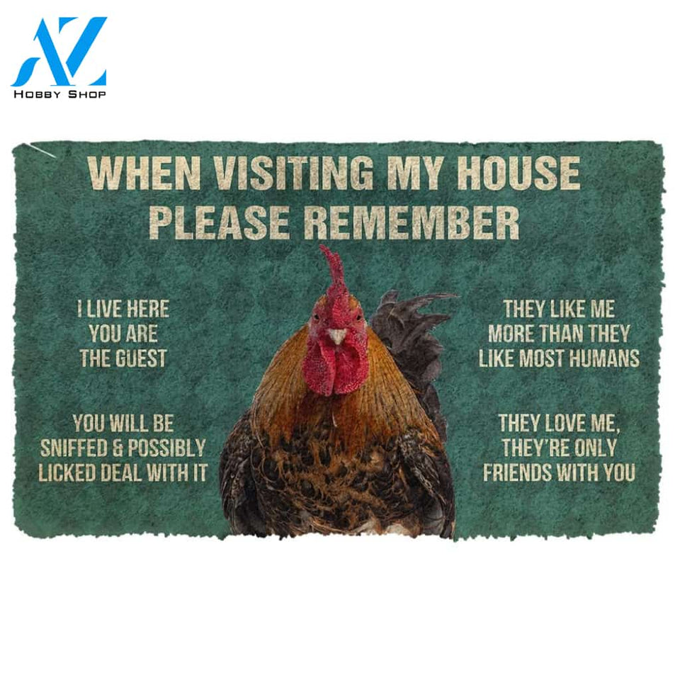 Dog Doormat 3D Please Remember Roosters House Rule Custom Doormat