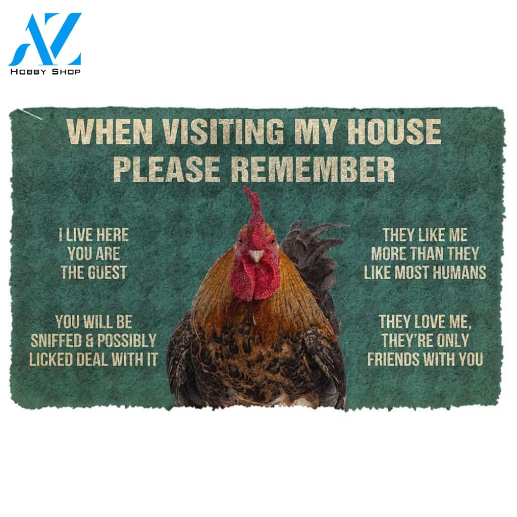 Dog Doormat 3D Please Remember Roosters House Rule Custom Doormat
