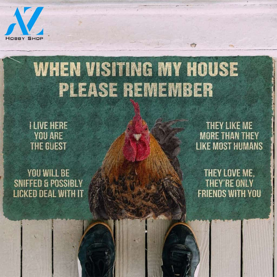 Dog Doormat 3D Please Remember Roosters House Rule Custom Doormat