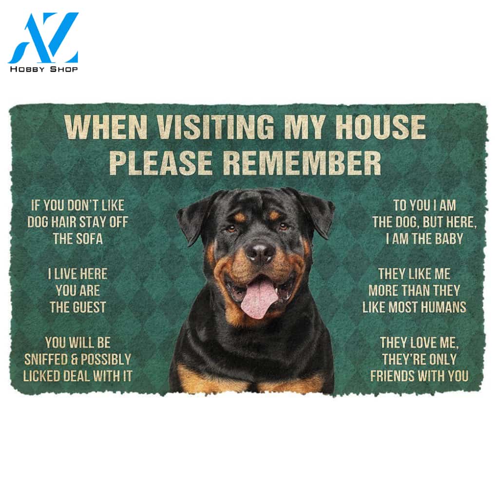 Dog Doormat 3D Please Remember Rottweiler Dog's House Rules Doormat